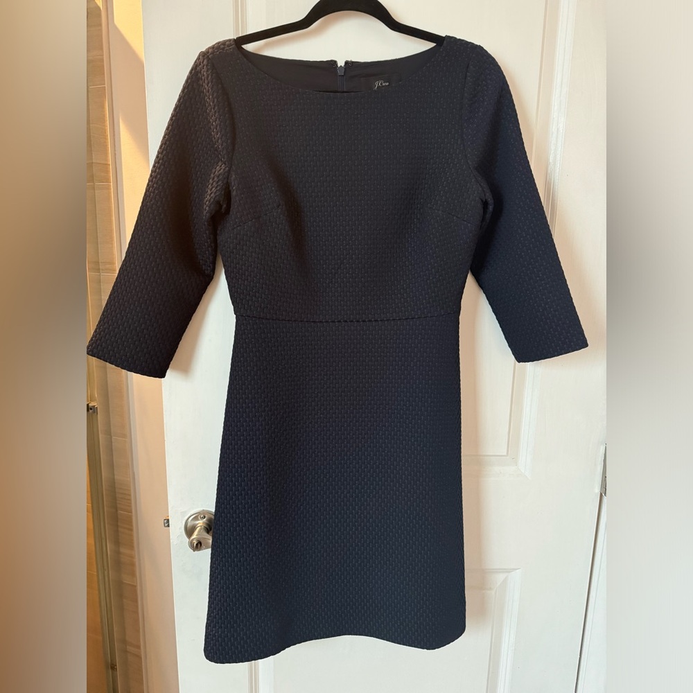 🆕J.Crew | Textured Sheath Dress in Matalesse Navy Blue Womens Size 4